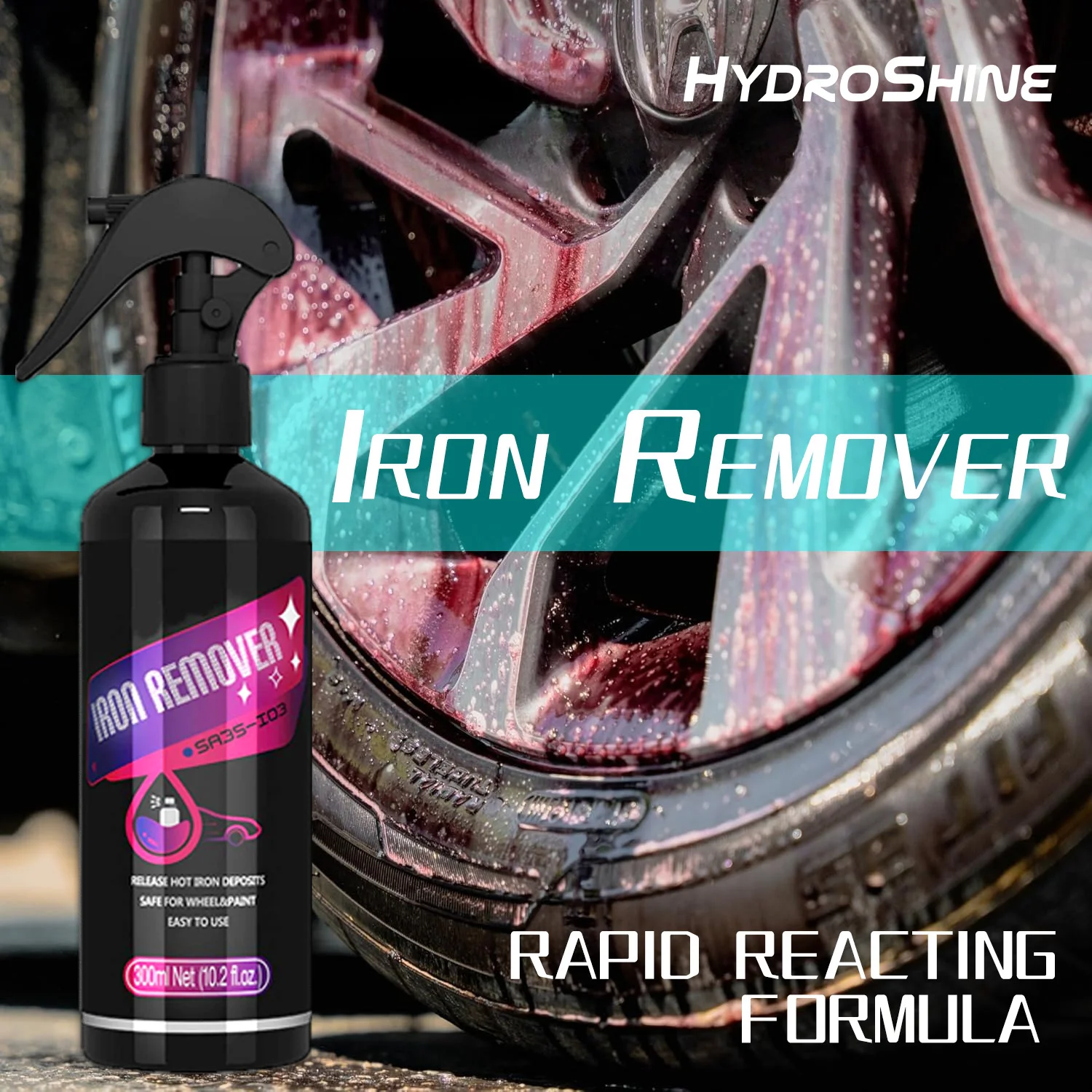 Hydroshine Car Rust Iron Remover Car Wheel Care Quick Remove Spray Detailing Fallout Clean Metal Iron Powder Stain for Brake Rim