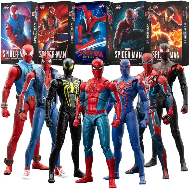 ZDTDS Spider-Man: Brand New Day Spider-Punk Scarlet Spider Miles Morales Action Figure ‌Toy Movable Joints Model Birthday Gift