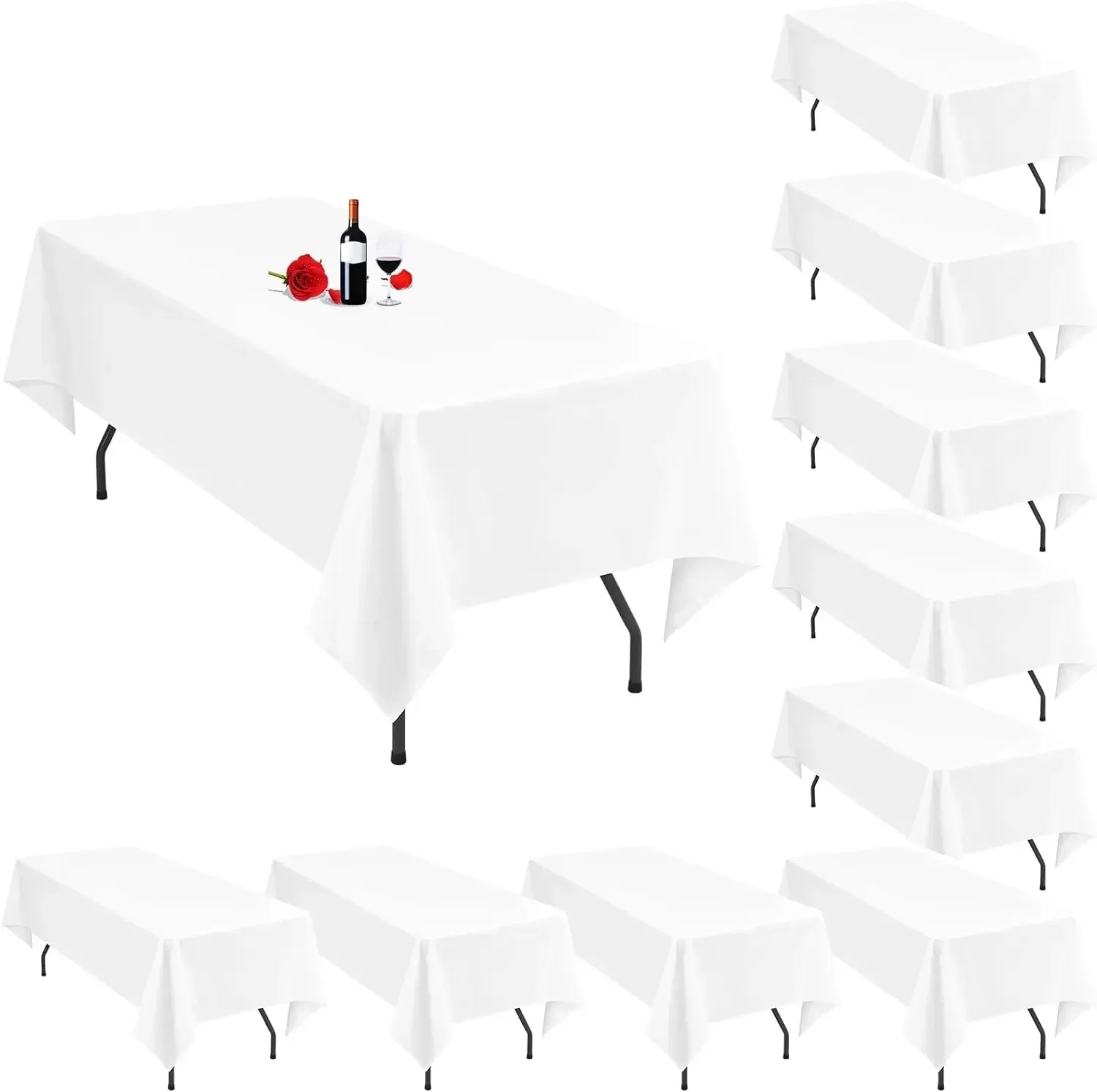 

10 Pack White Tablecloths for 6 Foot Rectangle Tables 60 x 102 Inch White Table Cloth Rectangle Table 6ft Tablecloth