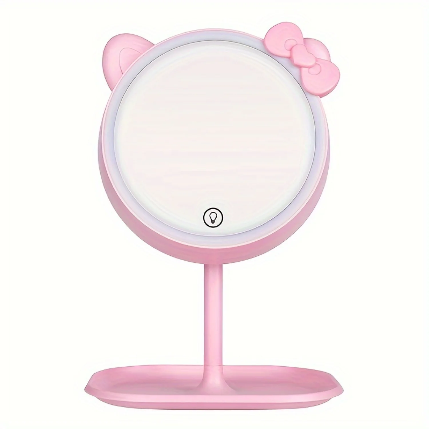 Enchanted LED Vanity Mirror - Stylish Bow Accent, Illuminated Makeup Reflection - Portable & Perfect for Bedroom, Dorm - A Glamo