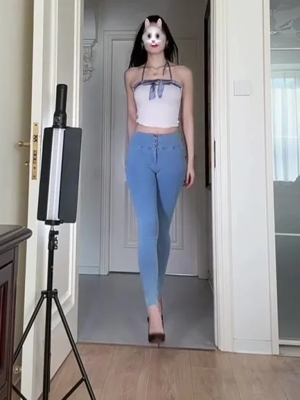 

High Waist Casual Fitness Yoga Women's Jeans Summer Sexy Butt Lifting Fashionable Long Pants American Style Straight Leg Jeans