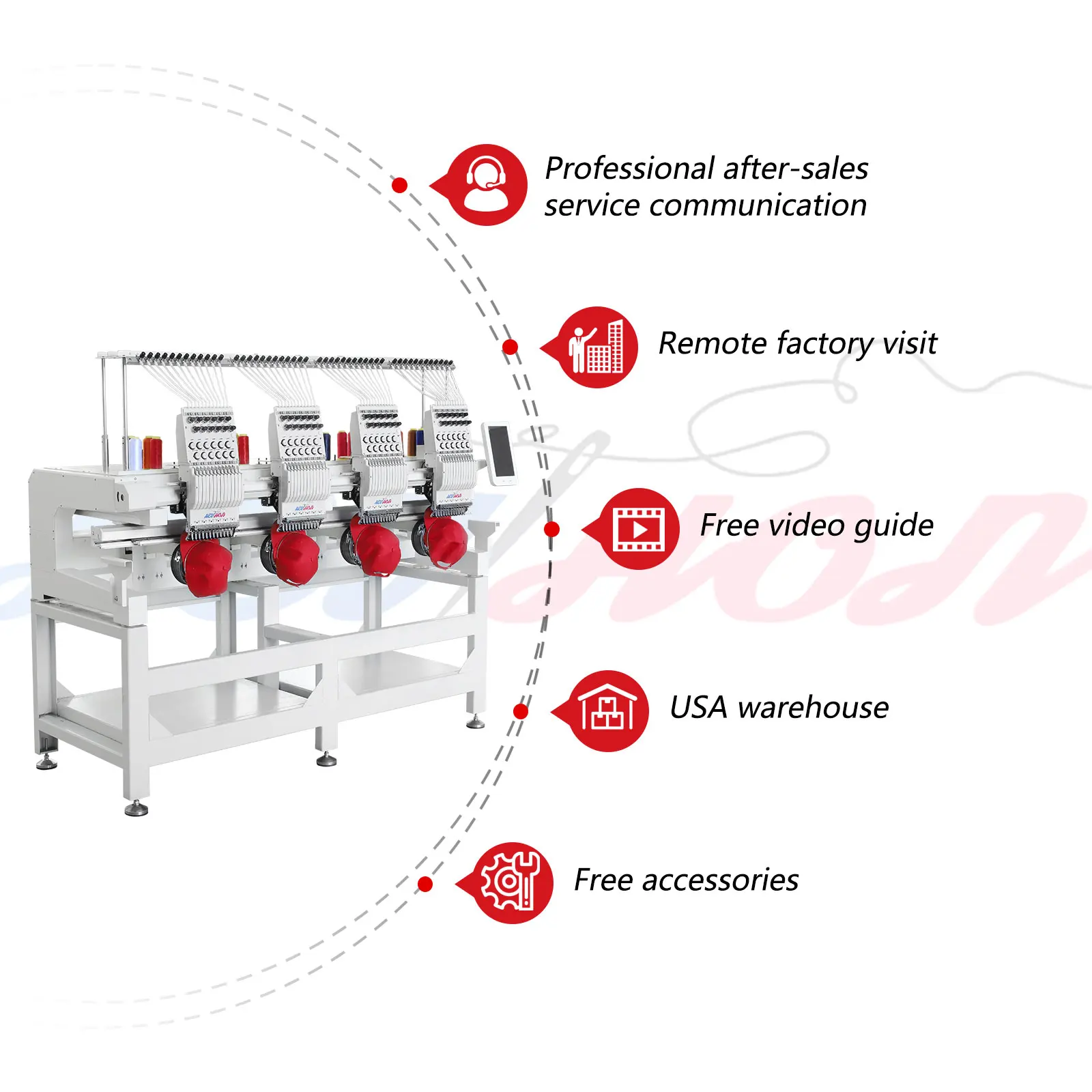 High Quality 4 Head Embroidery Machine Industrial Embroidery Machine for T-shirt Clothing Garment Embroidery Computer Machine