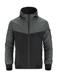 2025 new spring and autumn youth casual color blocked long sleeved hooded cardigan jacket for men's fashion