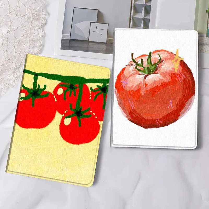 

Cartoon Red Tomato Branch Tablet Case For Apple iPad Air Pro mini 1 2 3 4 5 6 7 8 9 11 M2 M3 M5 M4 5th 6th 7th 10th 11th Gift