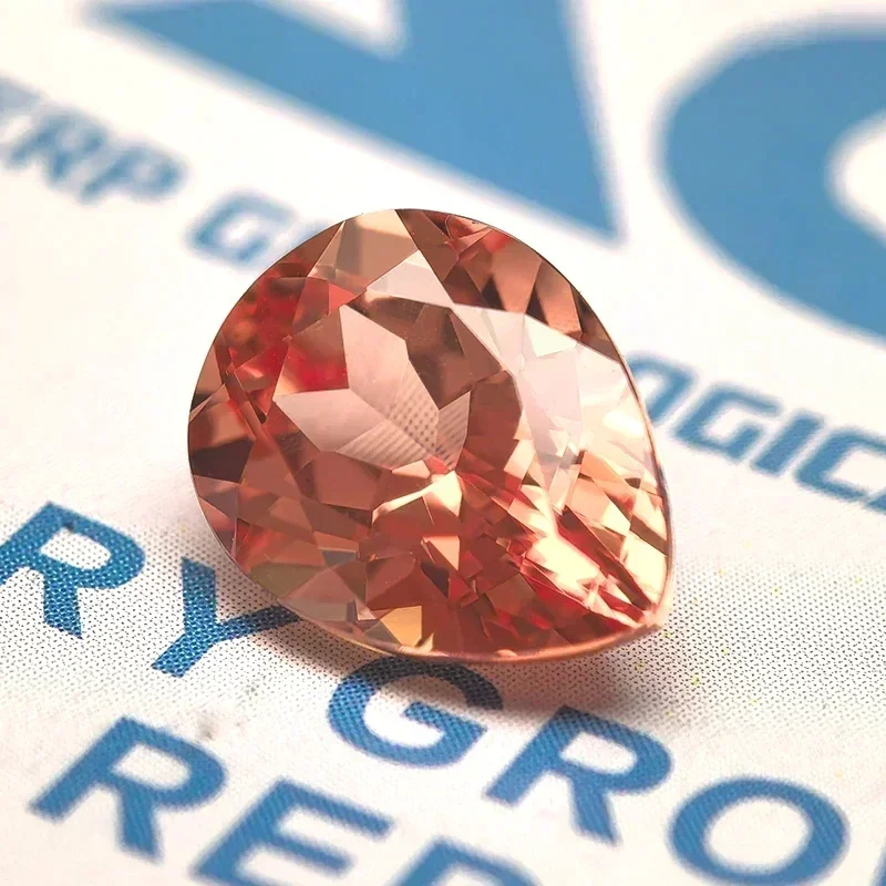 

Lab Grown Sapphire Pear Shape Sunset Orange Color VVS1 Charms Gemstone Beads For Diy Jewelry Making Necklace Optional Certificat