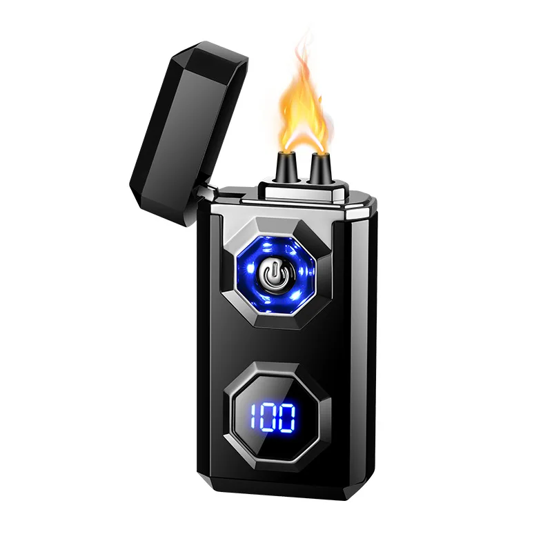 Electronic High-power Windproof Arc Rechargeable USB Lighter Outdoor Bright Light Large Capacity Power Display Electric Lighter