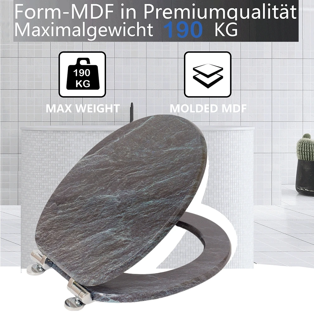 SINOBATH Toilettensitz mit Absenkautomatik WC-Sitz MDF Universelle Klobrille antibakteriell WC-Deckel Neues Design Motiv – Detail 10