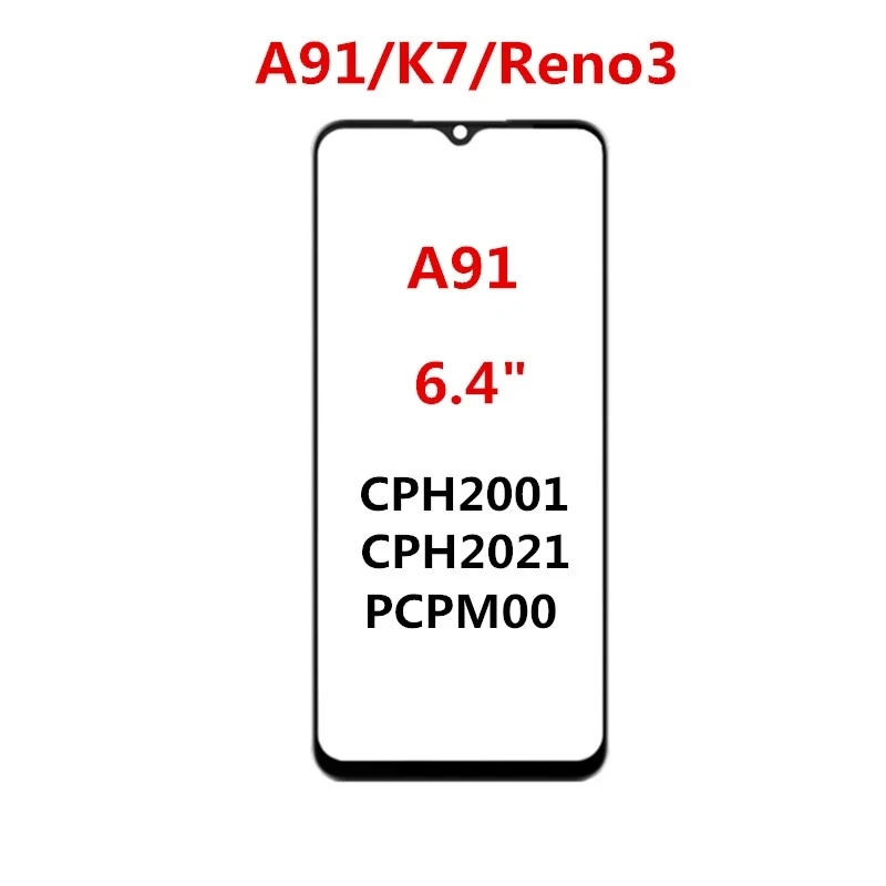 Front Screen + OCA For OPPO A91 A92 A93 A94 A95 2020 4G 5G Touch Panel LCD Display Out Glass Replace Repair Parts