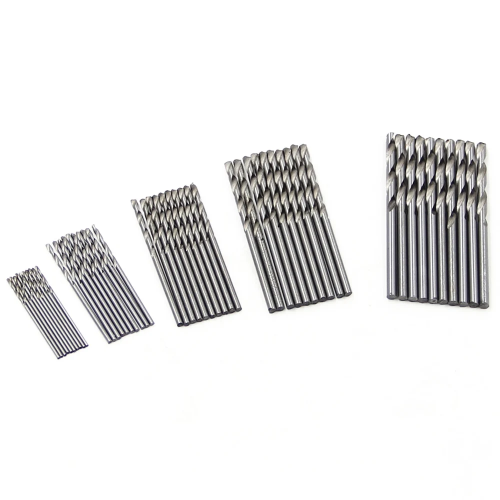 High Speed Steel 50pc Natural Color Small Twist Drill 1-3mm White Straight Shank Drill Bit Electric Drill DIY Woodwork Tool Set