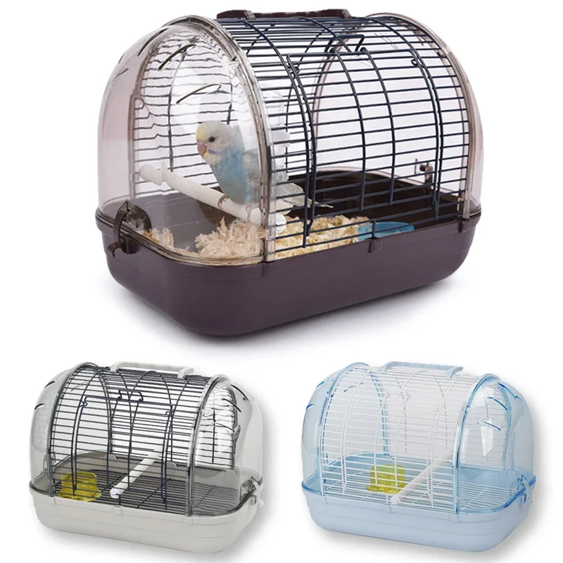 

Portable Bird Transport Cage Pet Parrot Cage with Feeder Transparent Detachable Small Parrot Carrier Cage Bird Outdoor Supplies