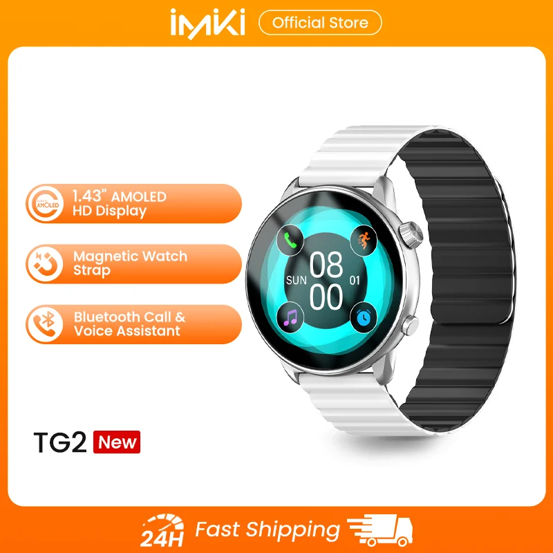 

IMIKI TG2 Smartwatch 1.43"AMOLED HD Display Waterproof Sports Bluetooth Calling Music 3D Surround Fitness Smart Watch Men Women