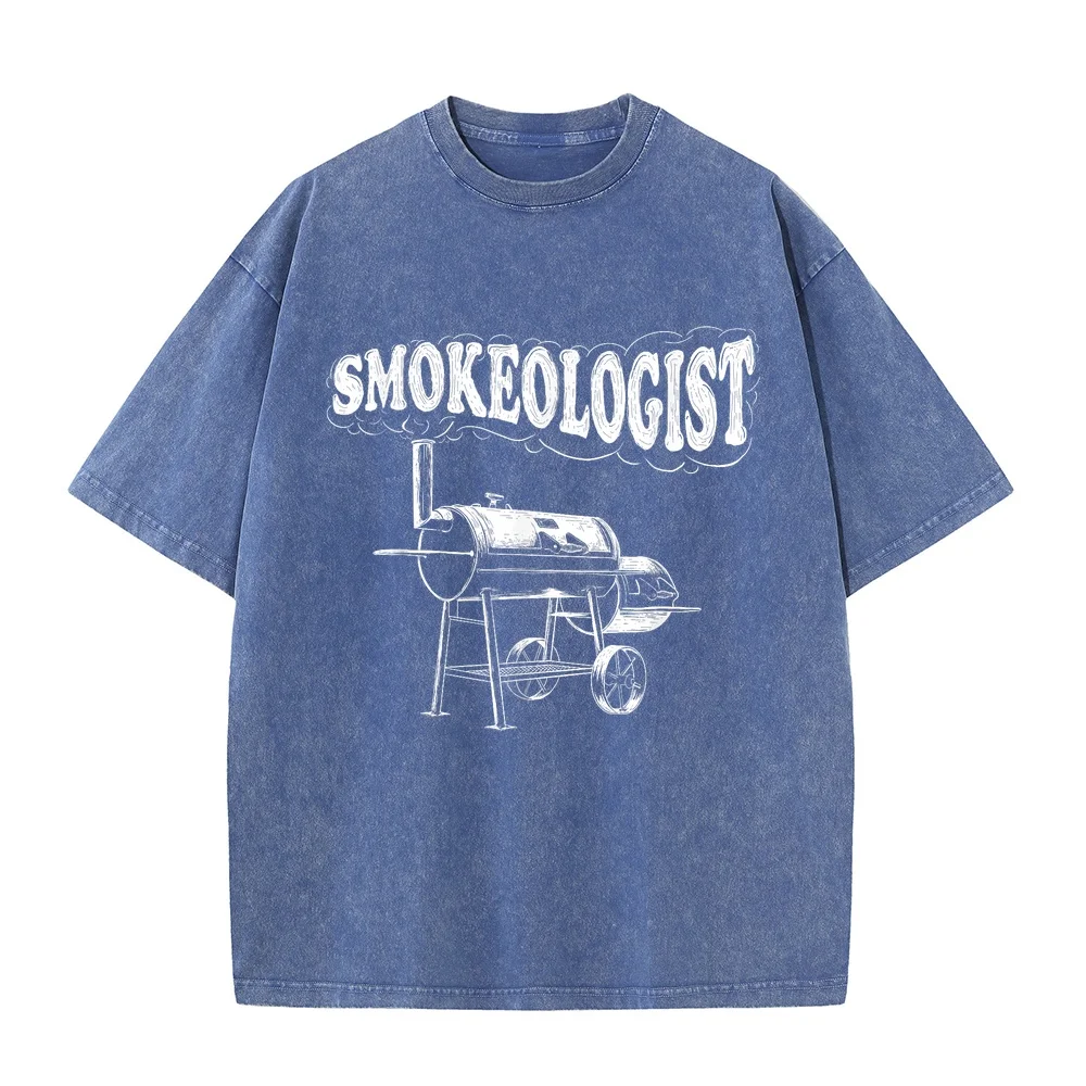 Men's Funny T Shirt Smokeologist Pitmaster BBQ Smoker Grilling T-Shirt Camisetas Custom Anniversary Gift Graphic Tops Tees XXXL