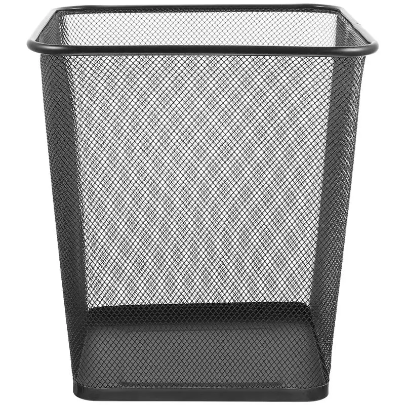 Trash Can Garbage Bin Mesh Waste Basket Container Wire Metal Wastebasket Office Paper Kitchen Recycling Bedroom Black Rubbish