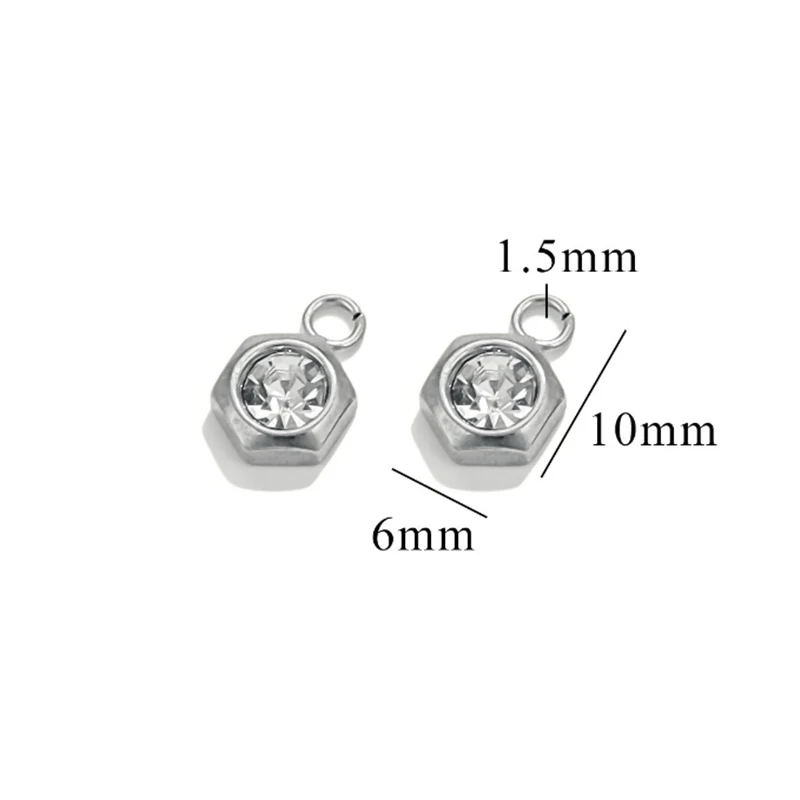 50Pcs/Lot New Stainless Steel Crystal Flower Heart Charms Connectors for DIY Earrings Necklace Pendant Bag Jewelry Accessories