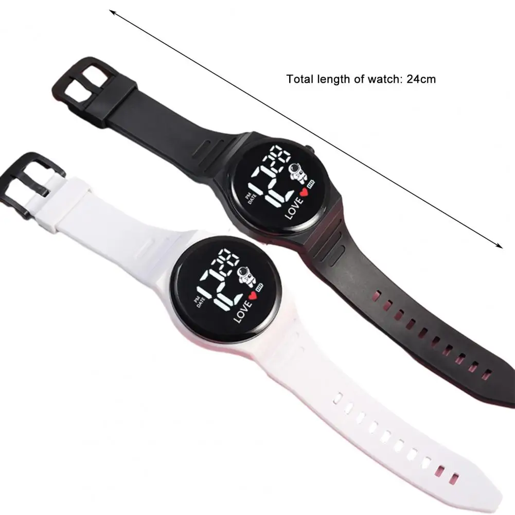 Relógio eletrônico LED masculino e feminino, pulseira de silicone redonda, relógio esportivo digital casual, presente de aniversário para meninos e meninas