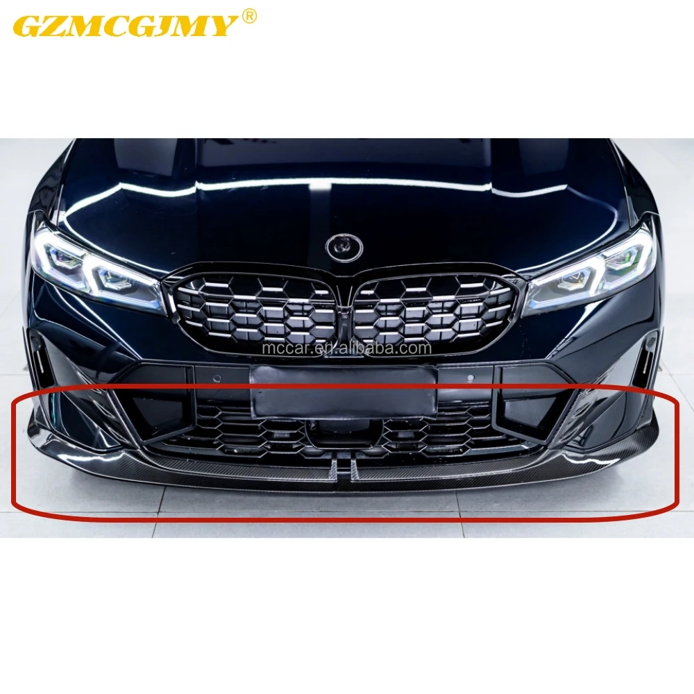 المصد الأمامي الأكثر مبيعًا لسيارة BMW 3 Series G20 G28 LCI شفة أمامية من ألياف الكربون الجافة MC نمط الشفاه الأمامية