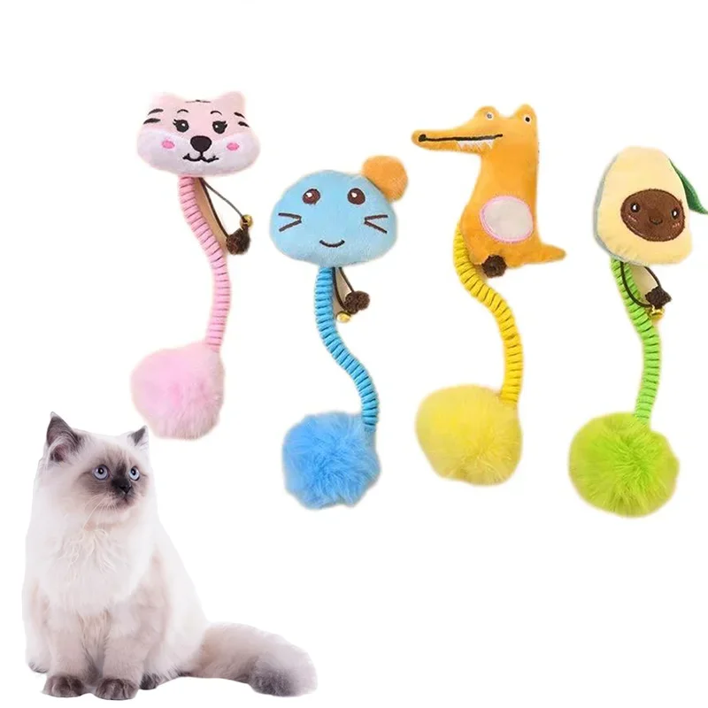 Cat Plush Ball Cat Toy Cute Mouse Tiger Avocado Chew Resistant Elastic Rope Ball Pet Interactive Funny Toys Pet Supplies For cat