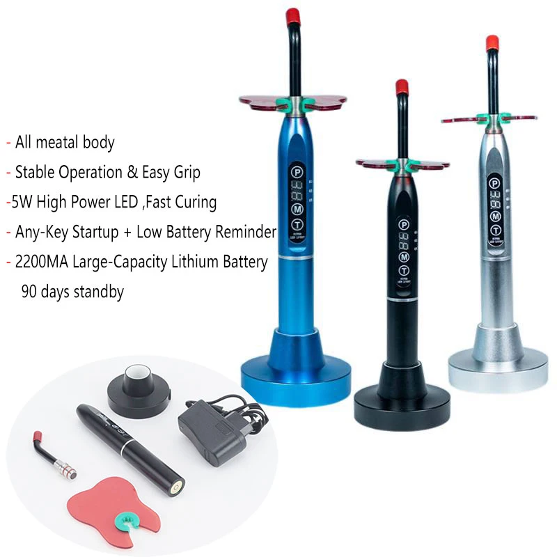 

High quality Dental light curing lamp metal body high power 5s curing 3mm resin oral tools curing light photosensitive machine