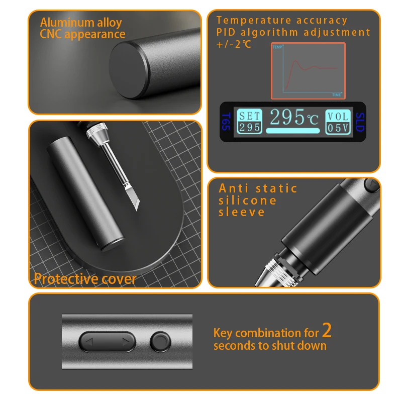 FMchip FM01 T65 Soldering Iron PD 65W Adjustable Constant Temperature Smart Soldering Station Compatible with HS-01 T65 FM65 Tip