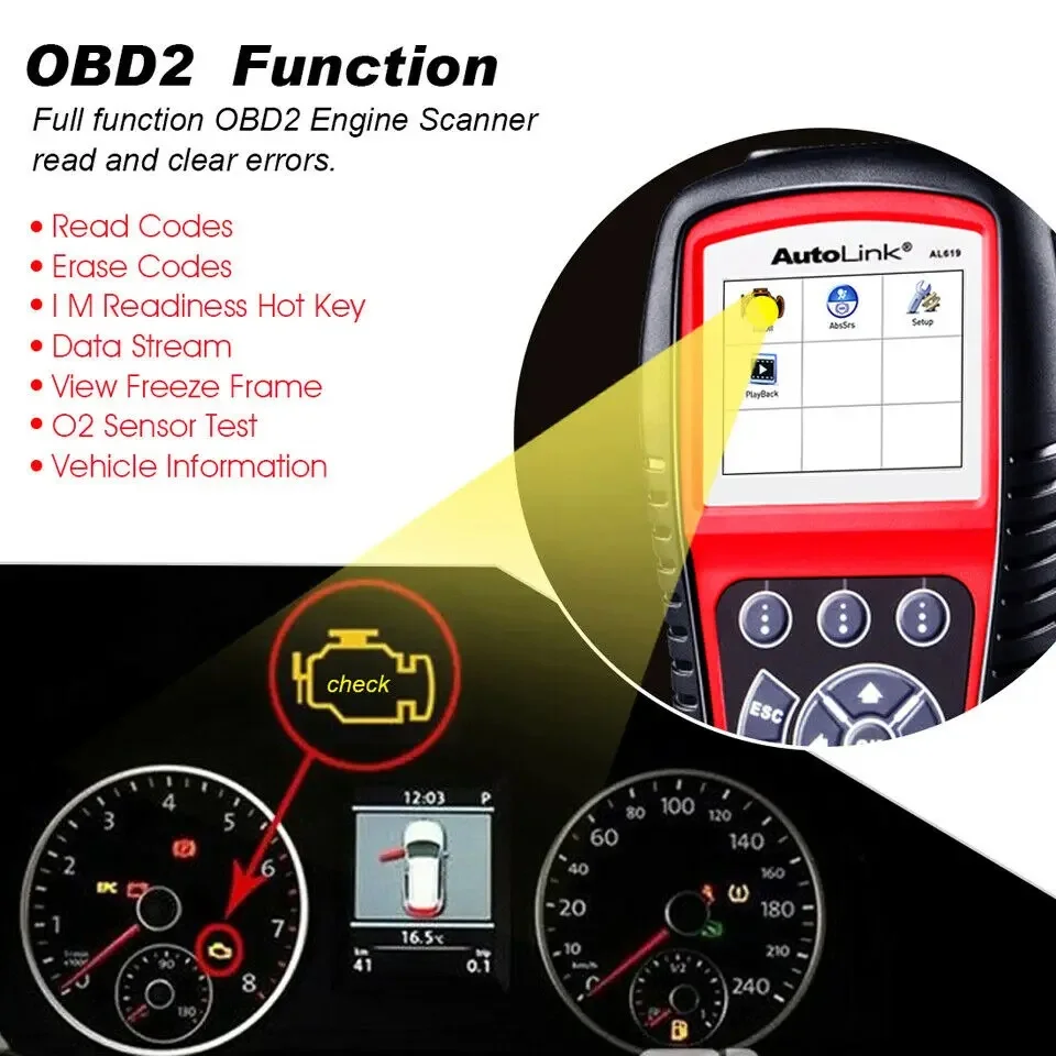 Autel AL619 OBD2 Scanner Car Diagnostic Tool Code Reader Automotriz ABS SRS Automotive 5