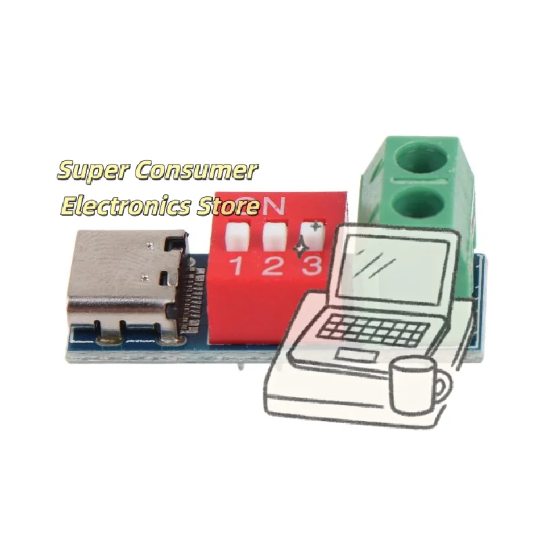 Adjustable PD Trigger Module 5V-20V DIP Switch Charger Detector for Phone Battery Repair DIY Electronic Projects