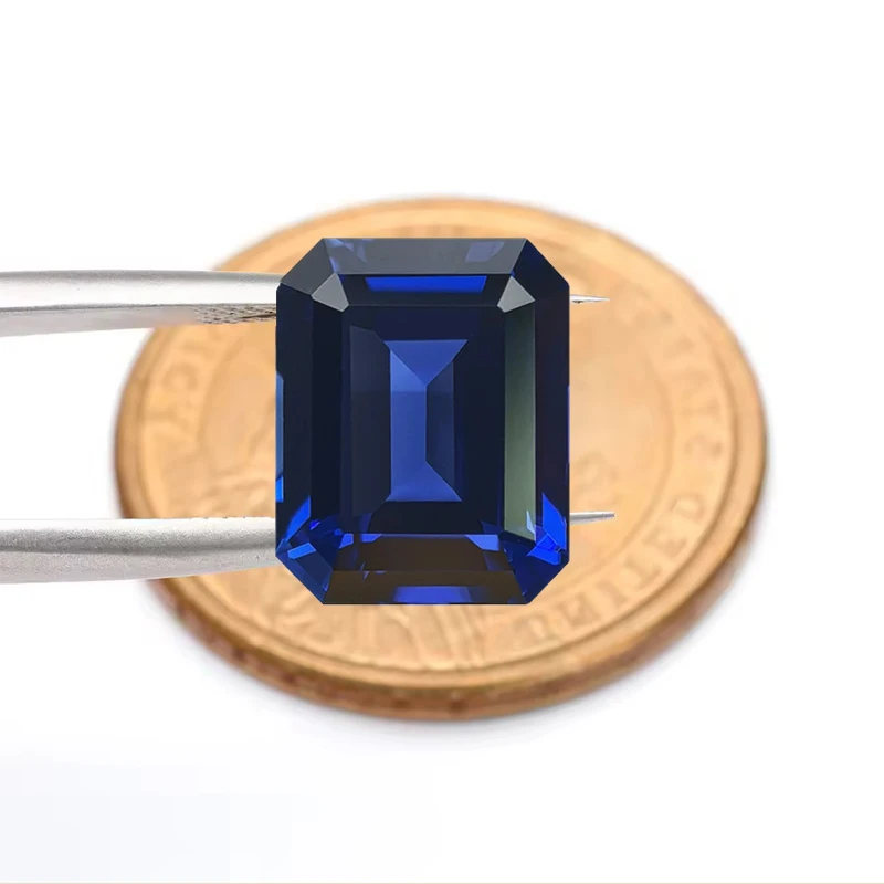 

Quality Blue Sapphire Emerald Cut VVS Loose Gemstones for Jewelry Making Collection DIY Stone Mohs Hardness Gems