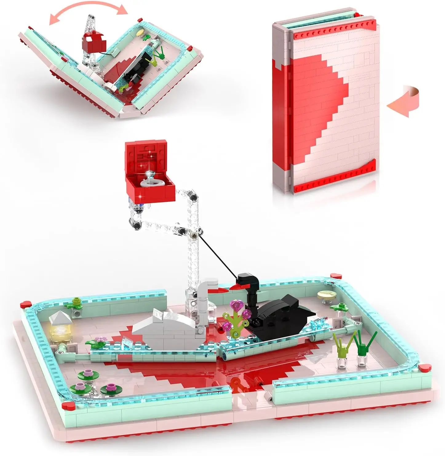 XBricks Pop-Up Book Building Sets, Ideas Cute Anniversary Birthday Gift for Couples Girlfriend Her Adults Kids (533Pcs)