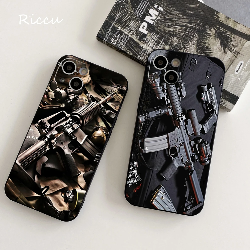 

FOR IPhone Phone Case 14 11 12 Pro 8 7Plus SE X Pro 14 MAX 12 13 MINI XR XS iphone 14 Soft AK47 Handgun Gun BUllets Phone Covers