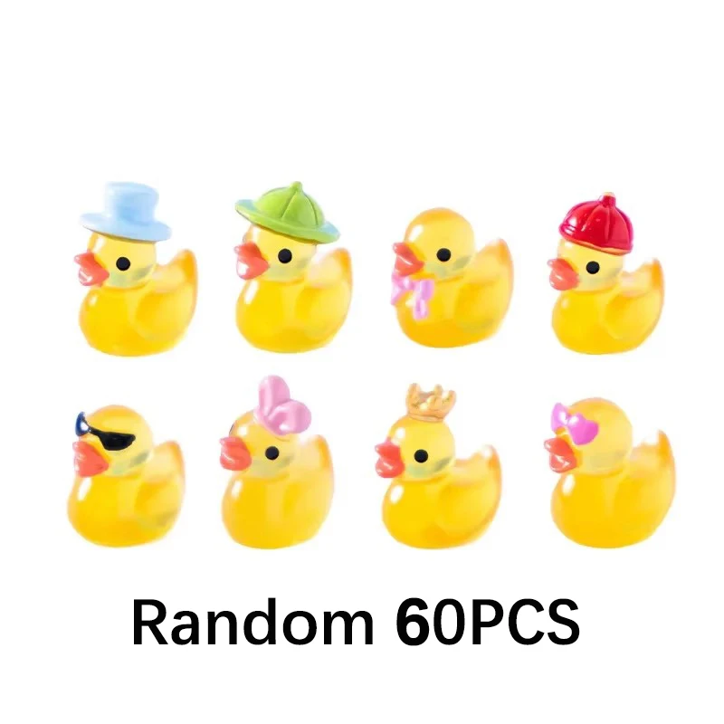 30/60/100PCS Lichtgevende Mini Eend Micro Landschap Toegang Miniatuur Beeldjes Fee Woondecoratie Glow in the Dark Gemengde Stijl