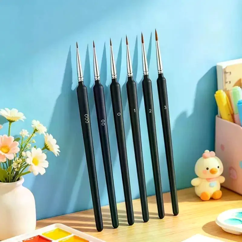 11Pcs Fine Tip Liner Paint Brush Set Non Slip Comfort Grip Assorted Sizes For Watercolor Acrylic Painting Nail Art