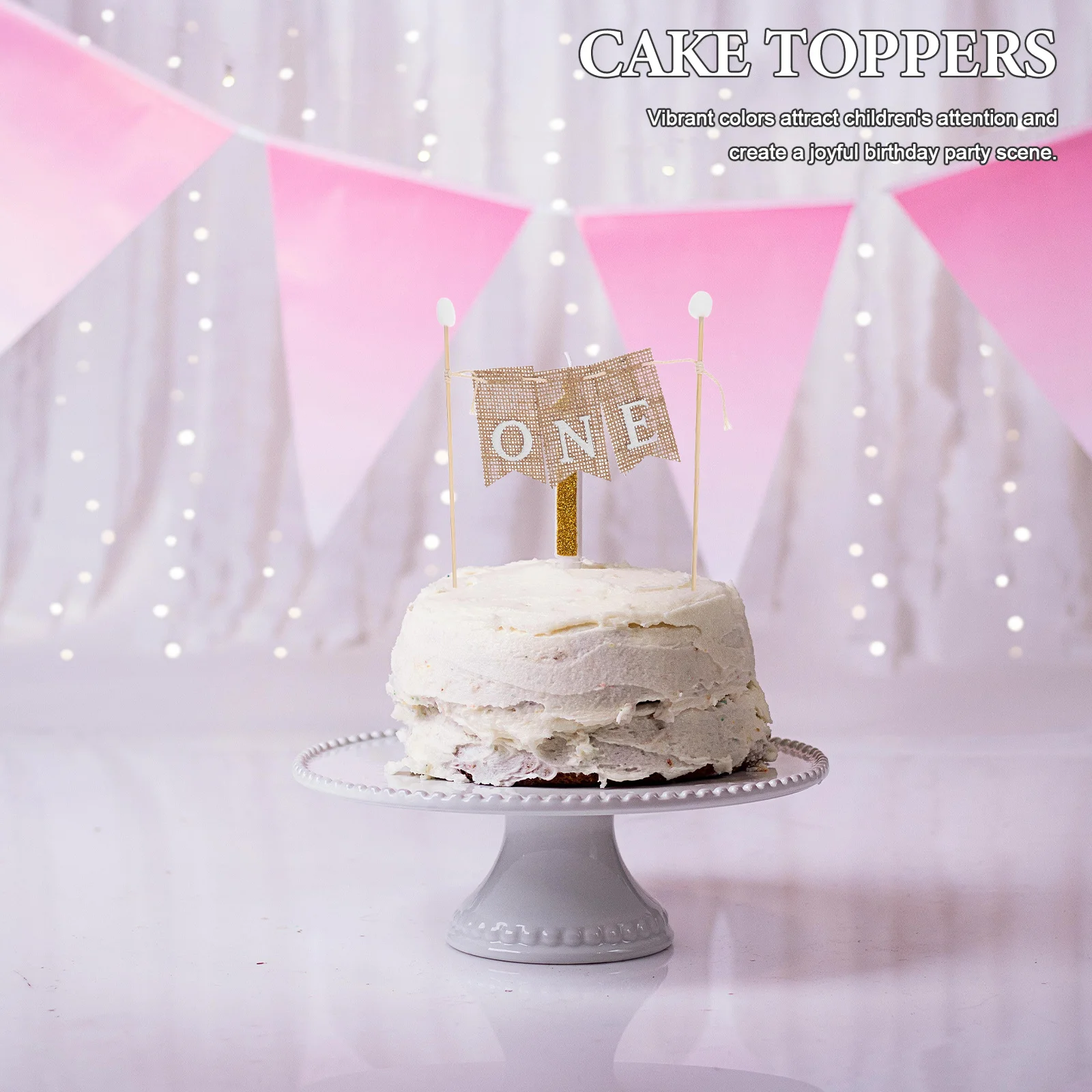 

3pcs Happy Birthday Cake Decorations: Handmade Rustic Bunting For 1St Birthday Party Topper Mini Flag Cake Accessory