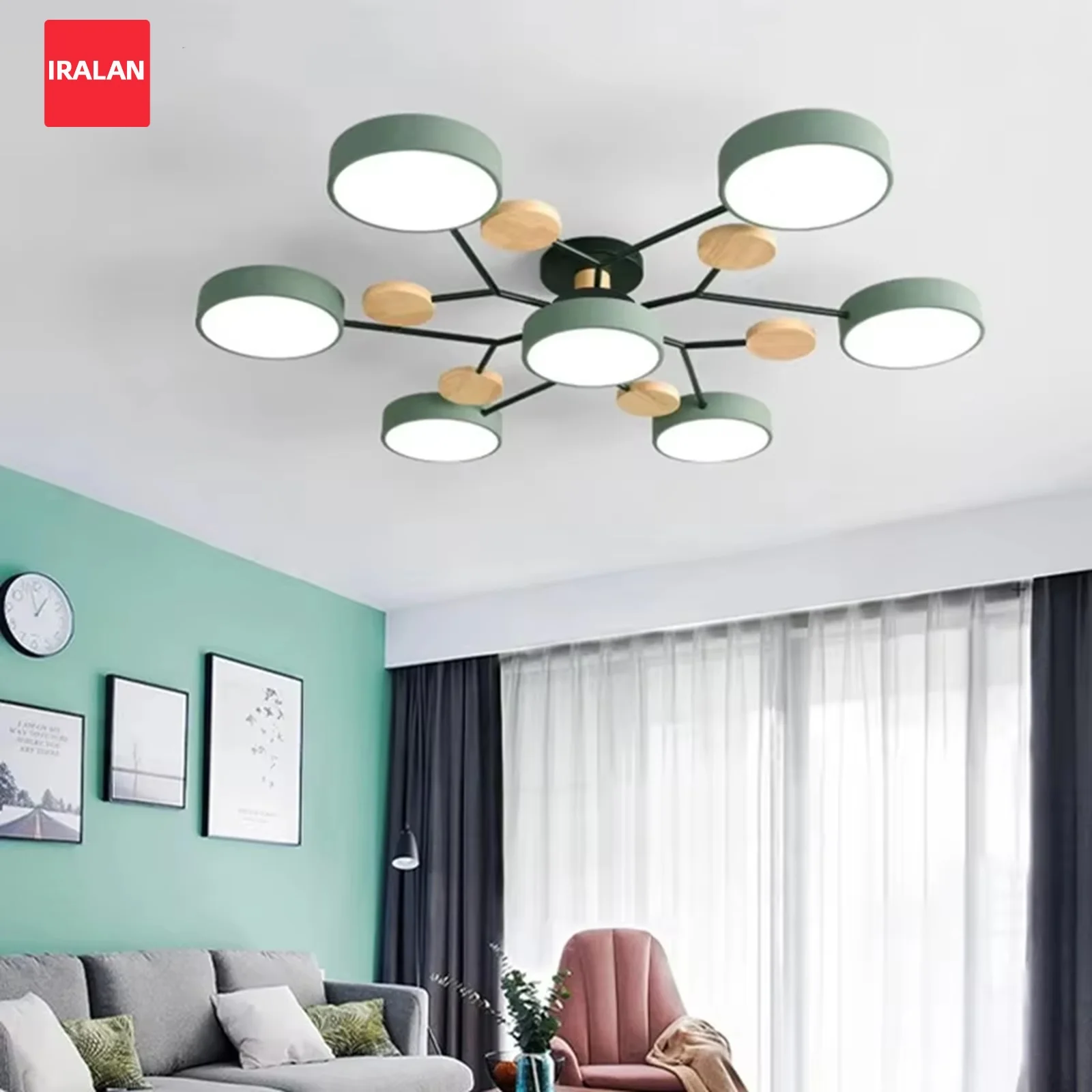 

IRALAN LED Ceiling Chandelier Pendant Lamp for Living Room Bedroom Hotel Apartment Modern Color 3-Color Indoor Decorative Light