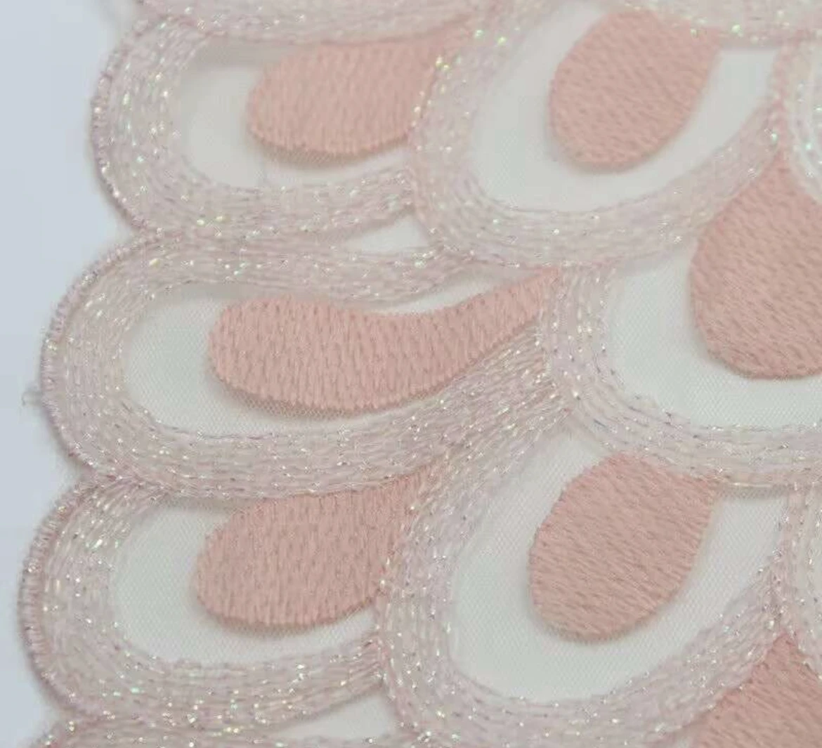 3y/lot Width 22cm Pale Pink Non-Elastic Embroidery Lace Trim Clothing Accessories Dress Sewing Applique Costume Lace Wedding