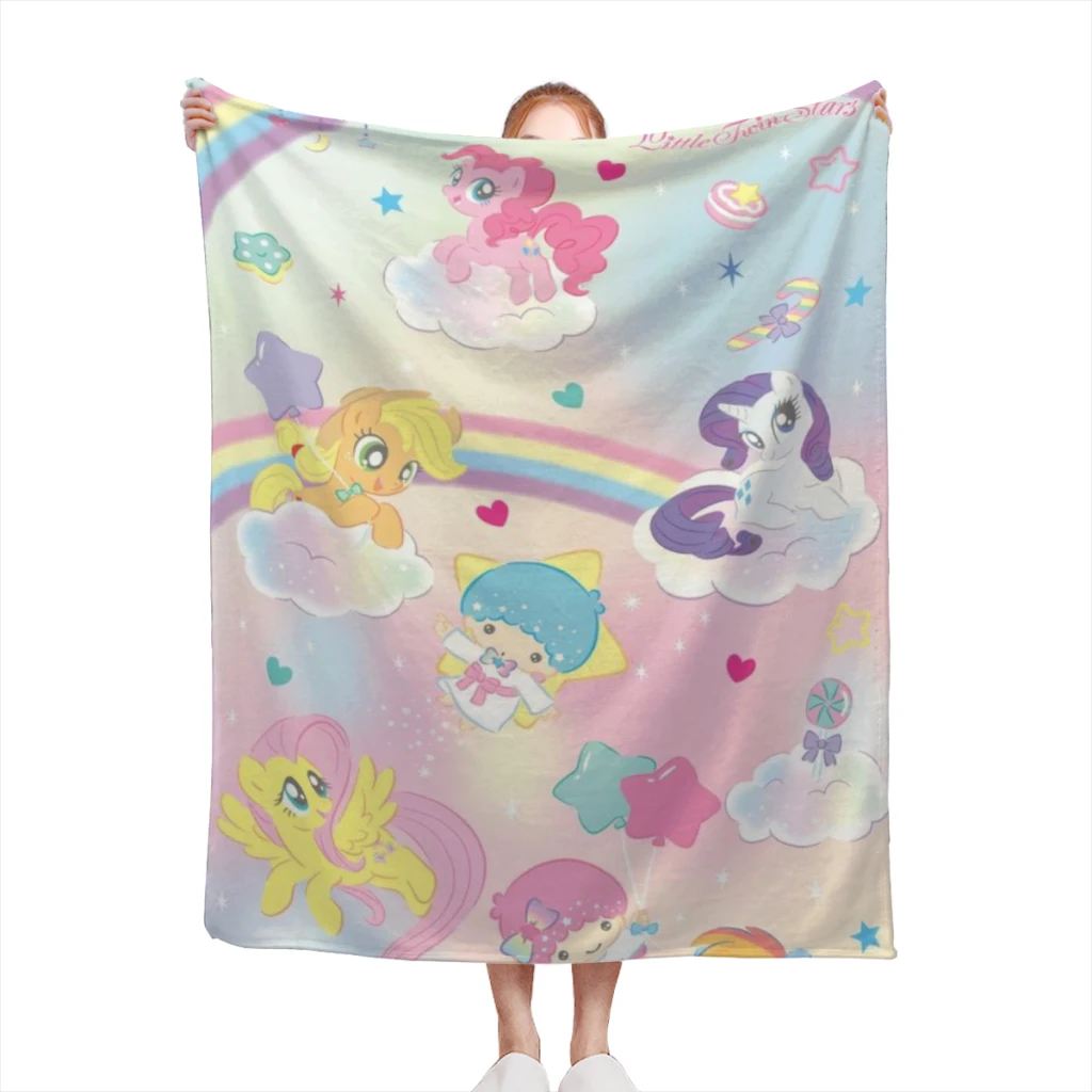 My Little Pony Blanket Flange Textile Decor Portable Super Soft Throw Blankets for Home Office Plush Thin Quilt