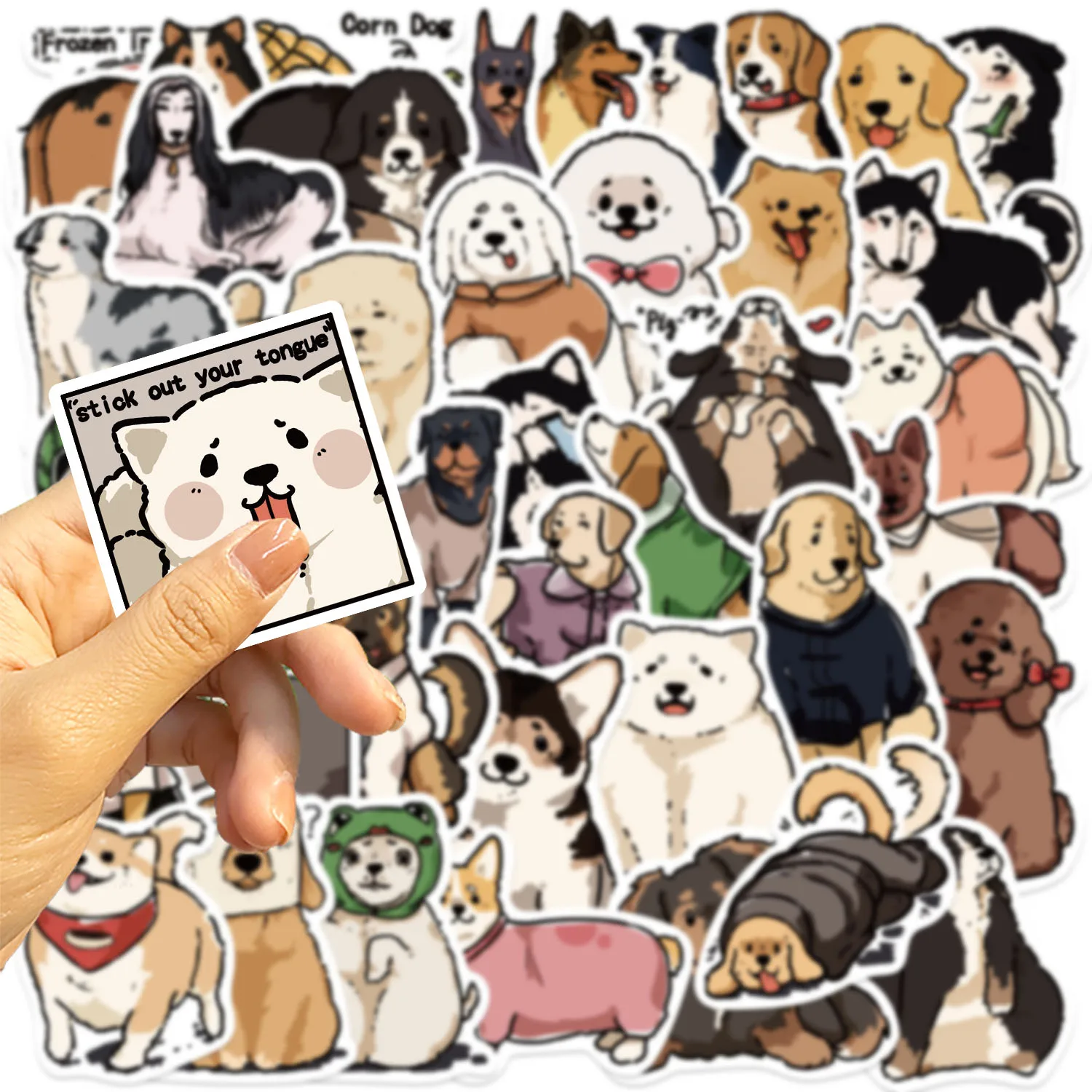 50 sztuk zabawa kreskówka uroczy pies naklejki graffiti Scrapbooking kolaż materiał etui na telefony gitara notesy DIY dekoracyjne