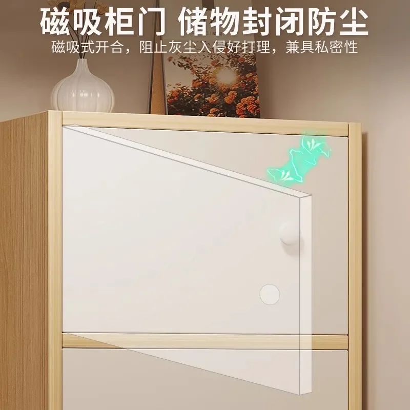 for Household Storage Cabinet Dust-proof Bookcase with Door Floor-to-ceiling Narrow Gap Bookshelf Living Room Display Cabinet