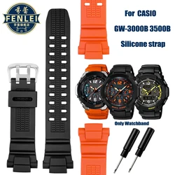 Black Orange Silicone Watchband For Casio G-SHOCK 5121 GW-3500B GW-3000B GW-2000 Men Sport Watch Strap Plastic steel Watch band