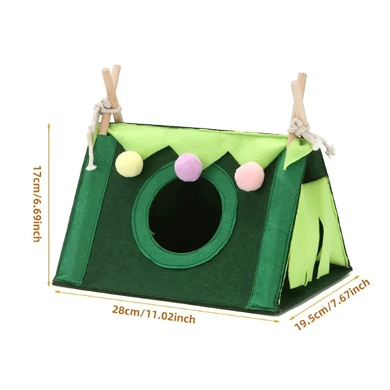 Little Pet Wooden Stick Felt Material Tent Guinea Pig Hamster Flower Branch Rat Rabbit Universal Three Colors Available