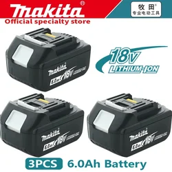 100% подлинная батарея Makita 3Ah/6Ah//5Ah для Makita 18 В BL1830B BL1850B BL1850 BL1840 BL1860 BL1815, сменная литиевая батарея