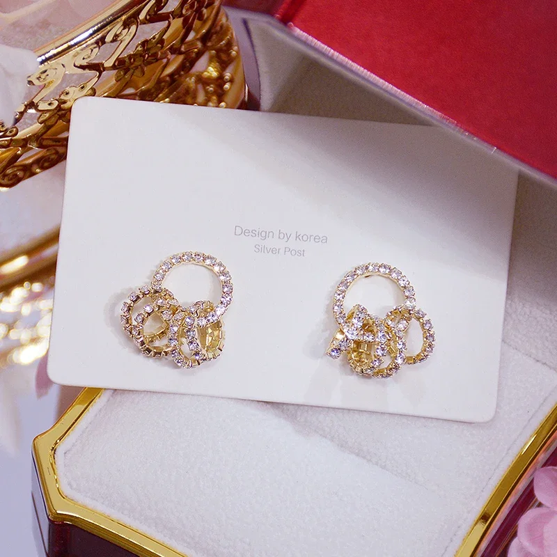 Korea Hot Fashion Jewelry Exquisite AAA Zircon 14K Gold plated Earrings Elegant Simple Round Women\'s Birthday Gift Earring