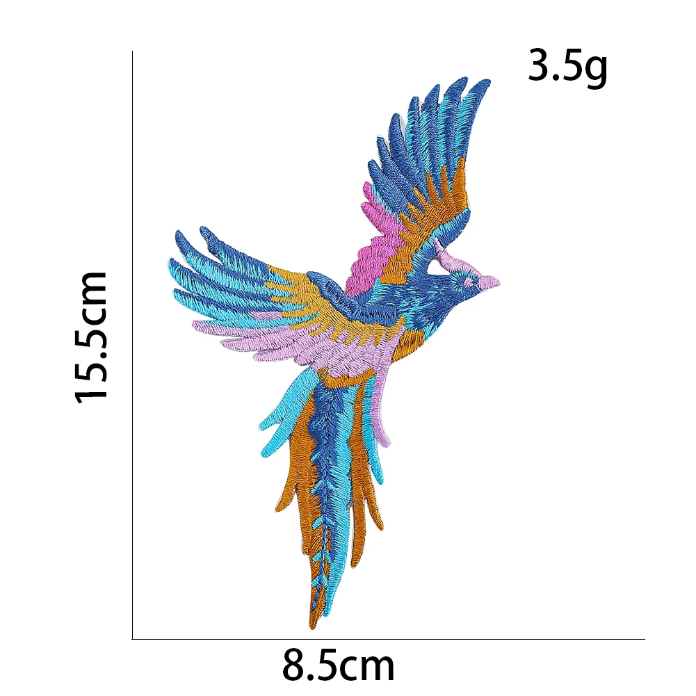 1PC Phoenix Bird Embroidered Patches Applique Iron on Clothes Lucky Auspicious Flying Bird Cloth Sticker Garment Sewing Supplies