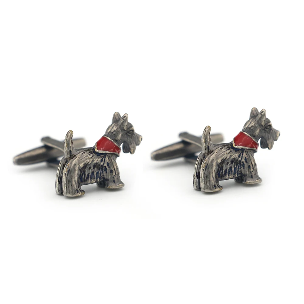 Men\'s Scottish Terrier Cuff Links Vintage Color Pet Dog Design Quality Copper Material Fashion Cufflinks Wholesale & Retail