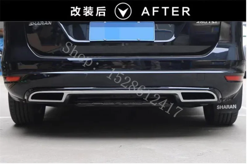 For VW Volkswagen Sharan 2012-2018 ABS rear bumper dual exhaust rear surround spoiler rear lip deflector Car Accessories