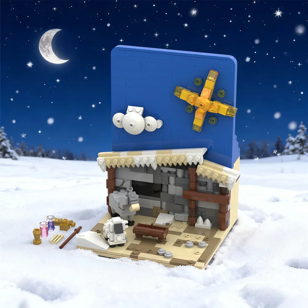 

Конструктор MOC «Рождественская сцена»: 3D-открытка «Визит Санты», диорама, декор для дома, игрушки из кирпичиков, подарки для взрослых