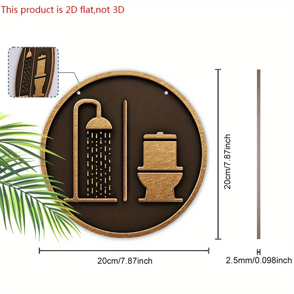 2D Flat, 1pc, 7.87in  Wooden Bathroom Sign - Unique Figurine Ornaments with Bathroom Theme - Ideal for Bathroom Door, Wall Decor