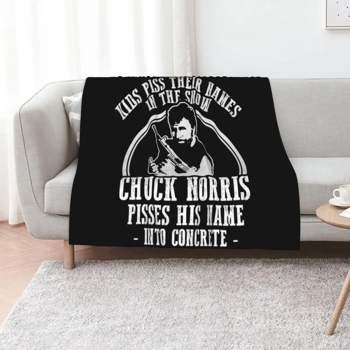 Chuck Norris Pisses His Name Throw Blanket Flannel Furry valentine gift ideas For Baby Cute Plush Blankets