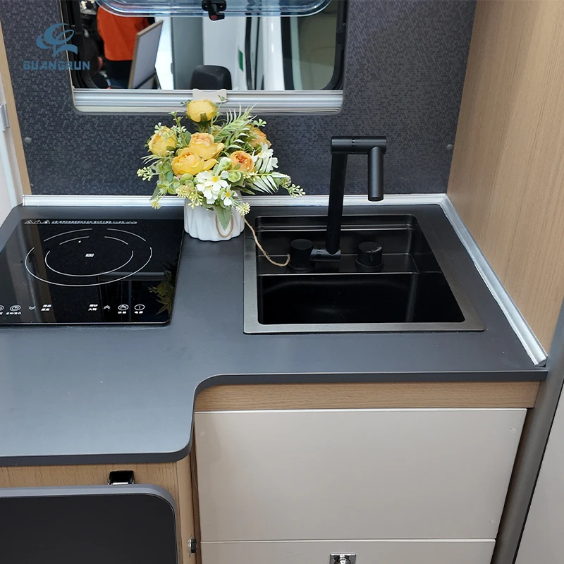GR RV Stainless Steel SUS304 Lightweight Single Bowl Kitchen Sink Foldable Faucet for Caravan Campervan Motorhome CUPC Certified