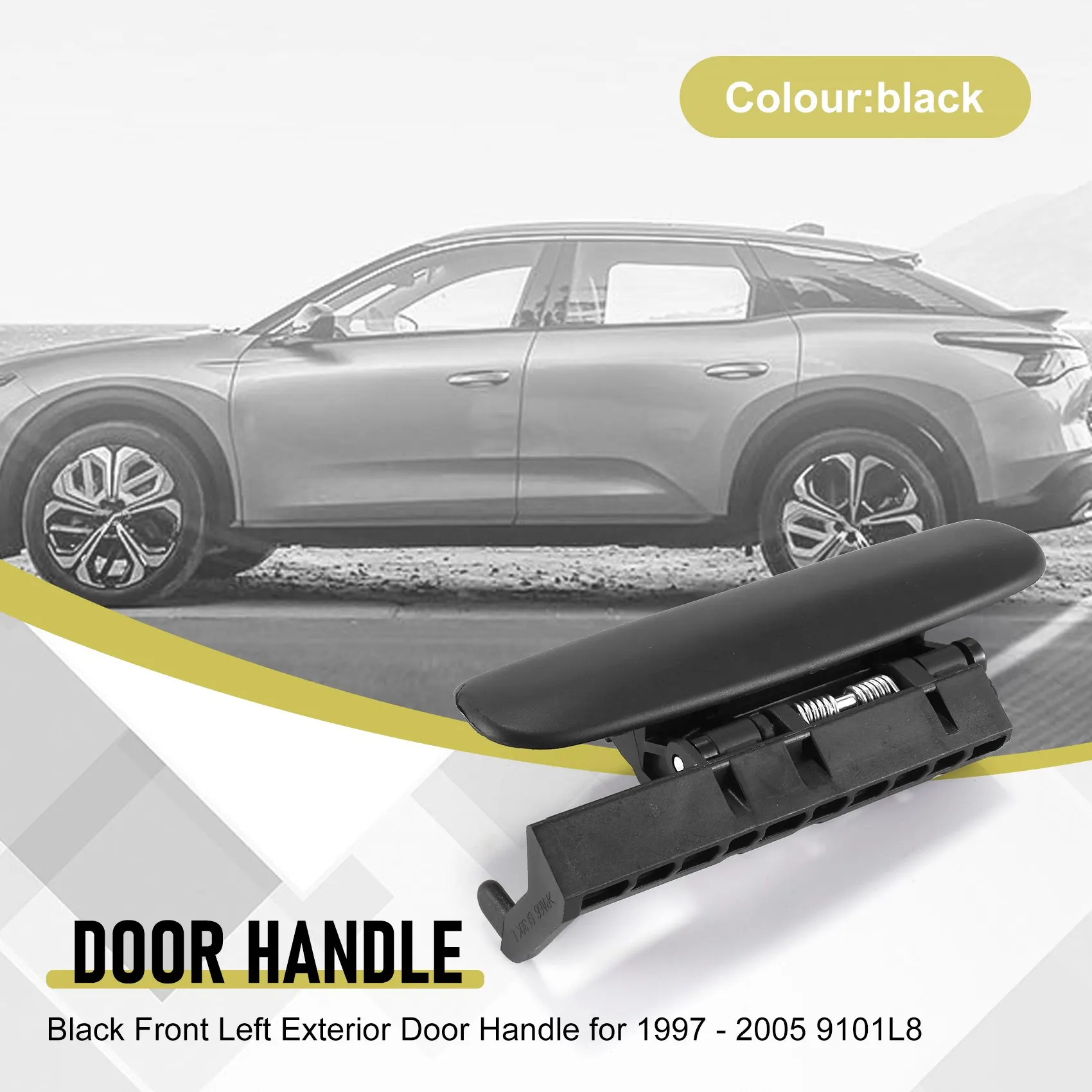 L39A-Black Front Left Exterior Door Handle For Citroen Xsara 1997 - 2005 9101L8