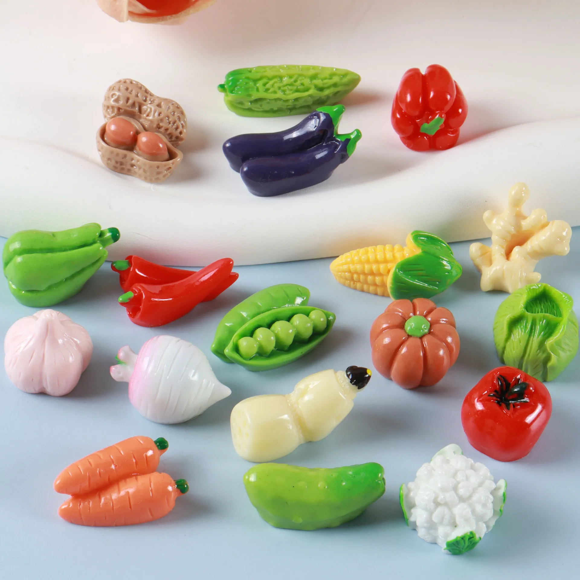 50PCS Miniature vegetable series simulation food play DIY cream glue cell phone case keychain hair accessories resin accessories