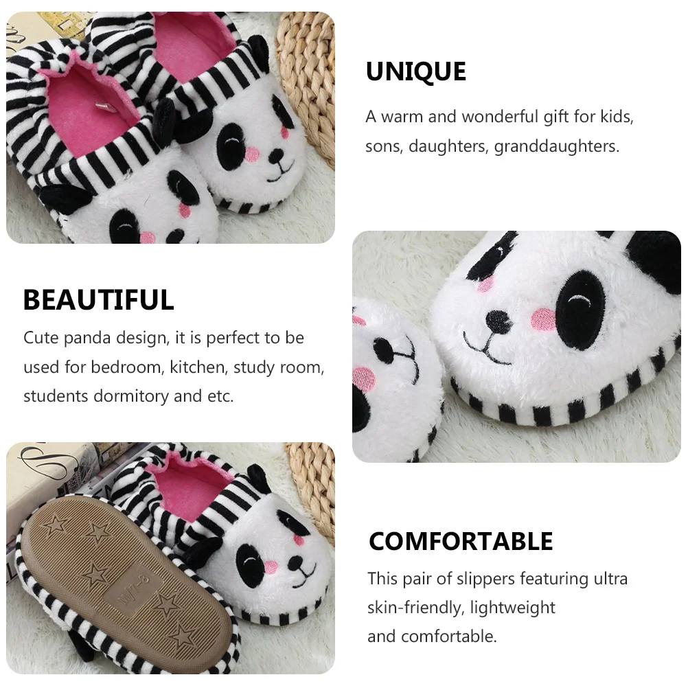 1 زوج الأطفال عدم الانزلاق نعال تدفئة لطيف الباندا تصميم لينة وحيد مطاطا صالح آلة قابل للغسل داخلي الاطفال هدية للمنزل الشتاء